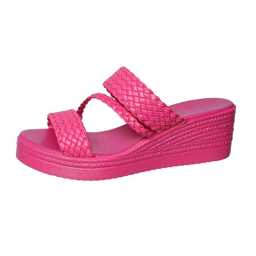 Damen Wedge-Pantoletten mit geflochtenen Riemen und ergonomischer Fußbettgestaltung EB