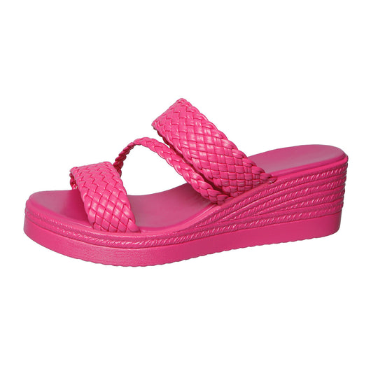 Damen Wedge-Pantoletten mit geflochtenen Riemen und ergonomischer Fußbettgestaltung EB