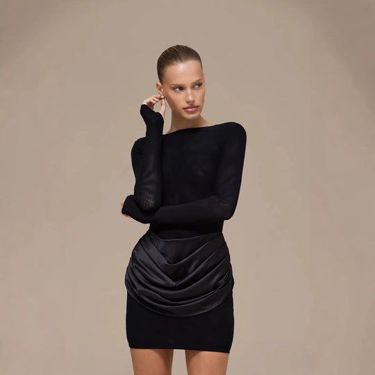 Damen Elegantes Minikleid mit Wickeldetails EB
