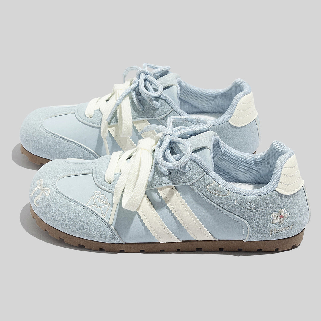 Damen Sportliche Retro Sneakers mit floralem Muster und bequemer Dämpfung EB