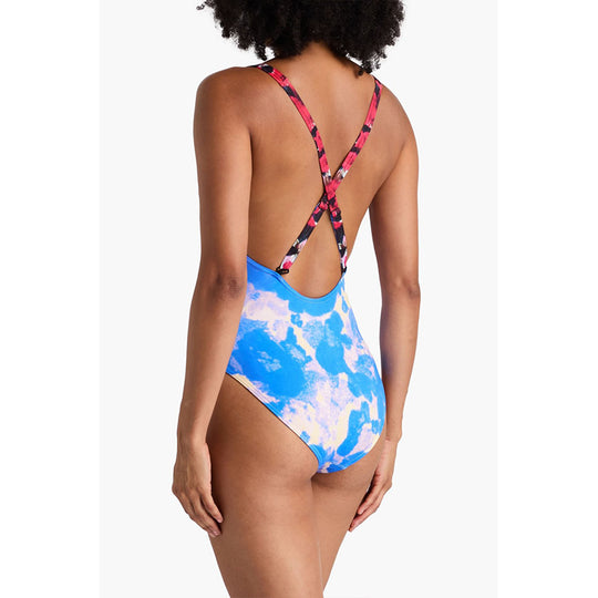 Damen moderner V-Ausschnitt Badeanzug mit floralem Design EB