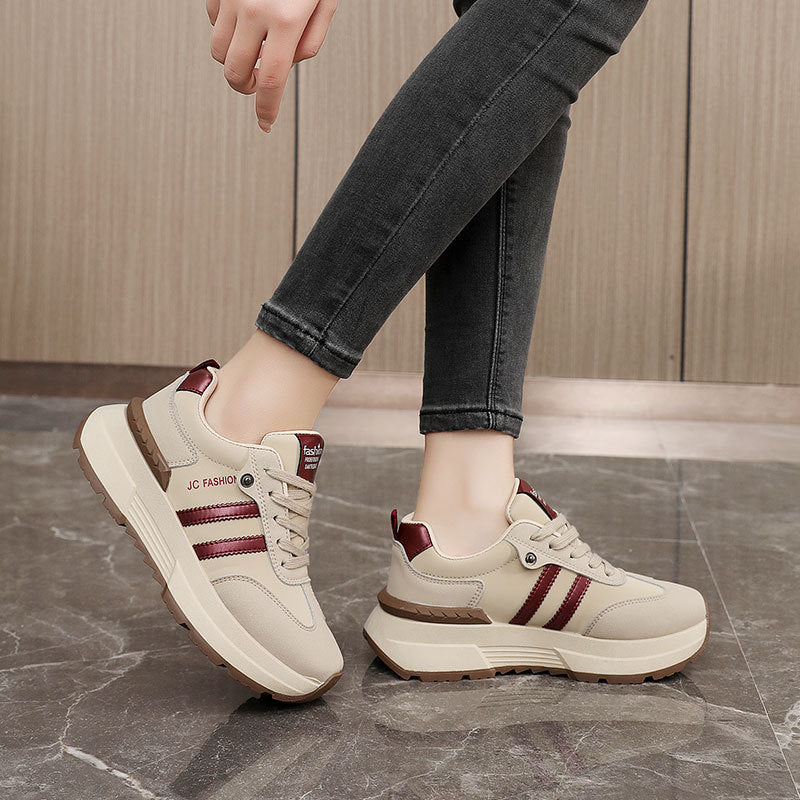 Damen modische Plateau Sneakers mit atmungsaktiver Oberflächenstruktur EB