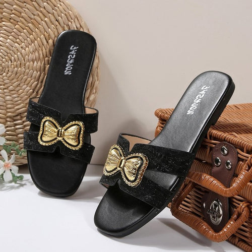 Damen Badeschuhe mit eleganten Schleifenapplikationen EB