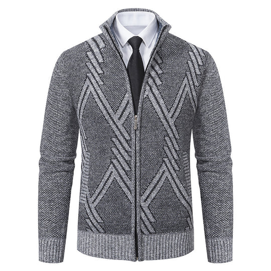 Herren Strickjacke mit modernem Zipper und strukturiertem Design EB
