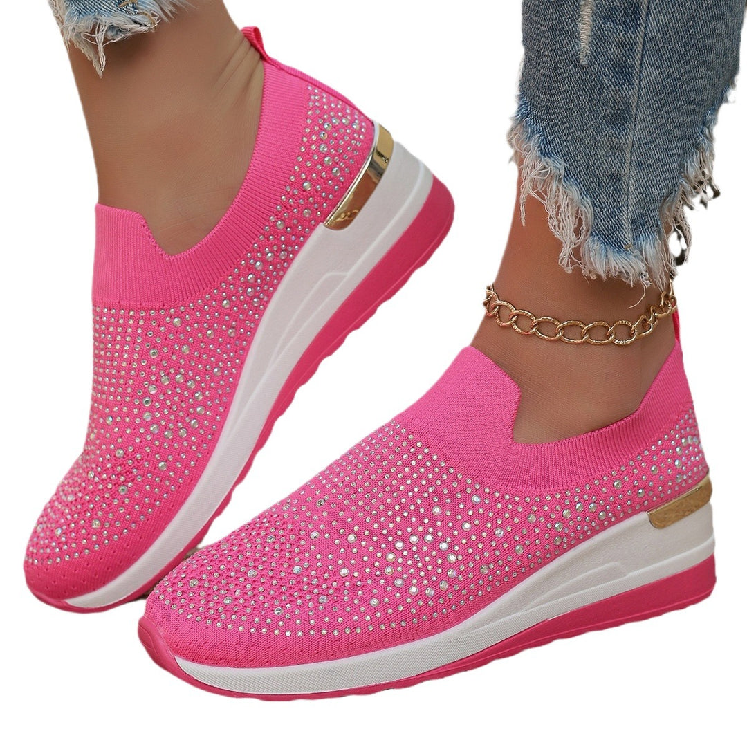 Damen Glitzernde Slip-On Sneakers mit gepolsterter Sohle EB