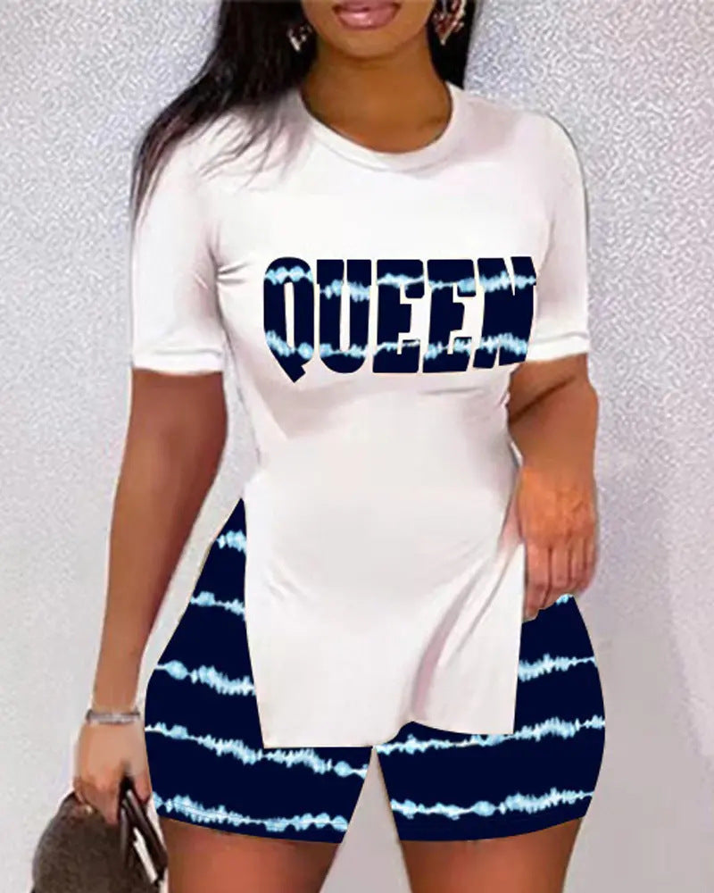 Damen T-Shirt und Shorts Set mit exklusivem Tierdruck EB