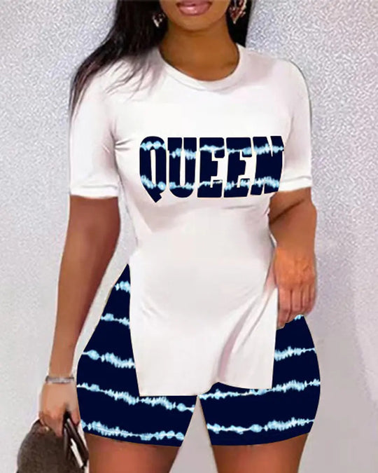 Damen T-Shirt und Shorts Set mit exklusivem Tierdruck EB