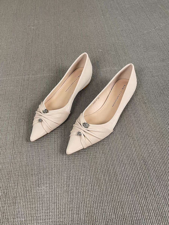 Damen elegante spitze Ballerinas mit kunstvollem Schleifenakzent EB