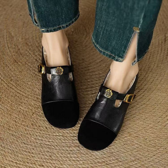 Damen elegante Mokassins mit modischen Schnallen und weichem Innenfutter EB