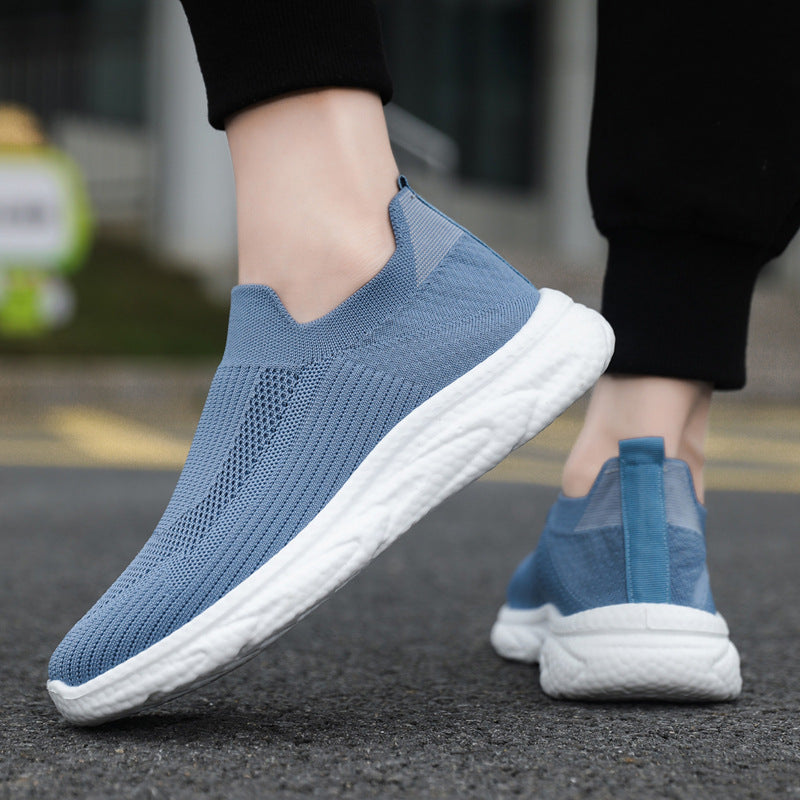 Damen Bequeme Slip-On Sneakers mit atmungsaktivem Strick-Obermaterial und flexiblem Fußbett EB