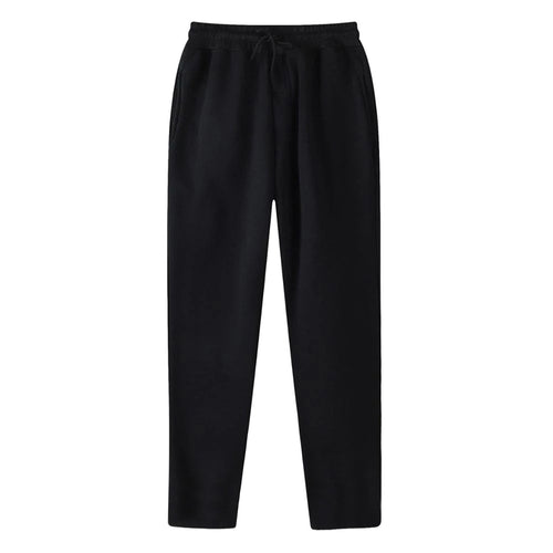 Herren nan geradlinige Sweatpants aus melierter Baumwollmischung mit elastischem Bund Kordelzug und Seitentaschen EB