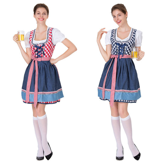Damen Dirndlkleid mit traditionellen Karomustern und eleganter Schürze EB