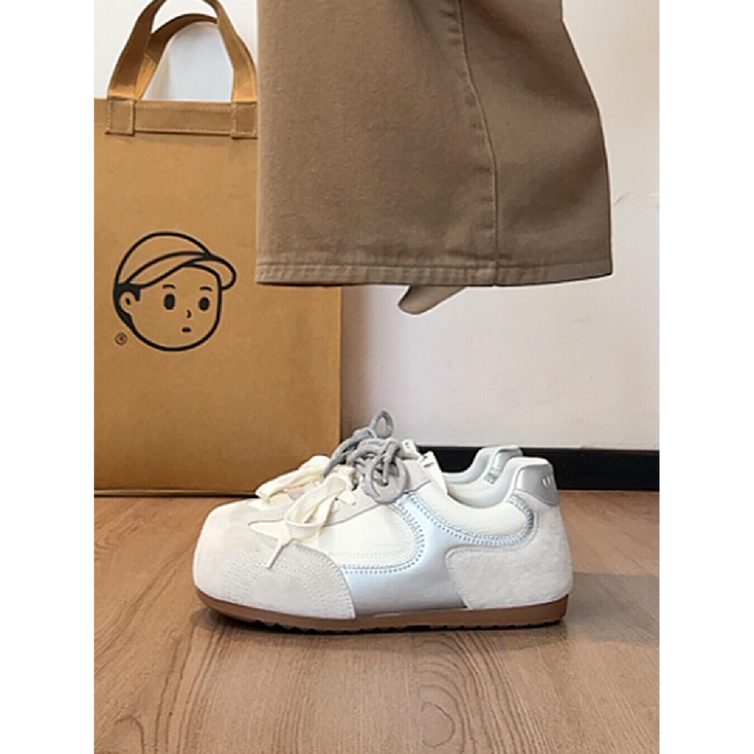 Damen Sportliche Sneakers mit modischer Lederverarbeitung und rutschfester Sohle EB