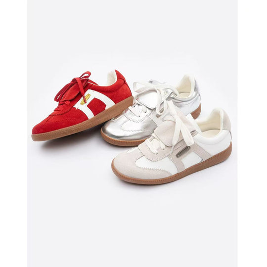 Damen Sportliche Sneaker mit Leder- und Wildlederkombination EB