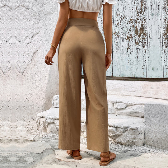 Damen Hochtaillierte Stoffhose mit dekorativem Knopfdetail EB