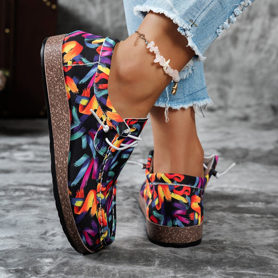 Damen Freizeitschuhe mit buntem Floral-Design EB