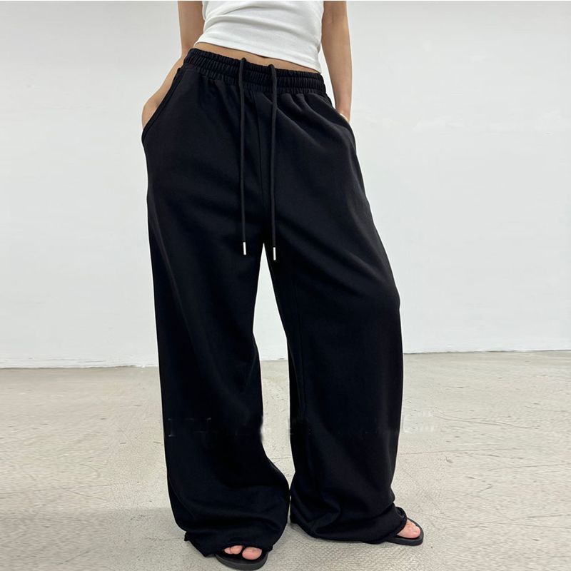 Damen nan weite High-Waist Loungehose mit gerafftem Bund und Kordelzug EB