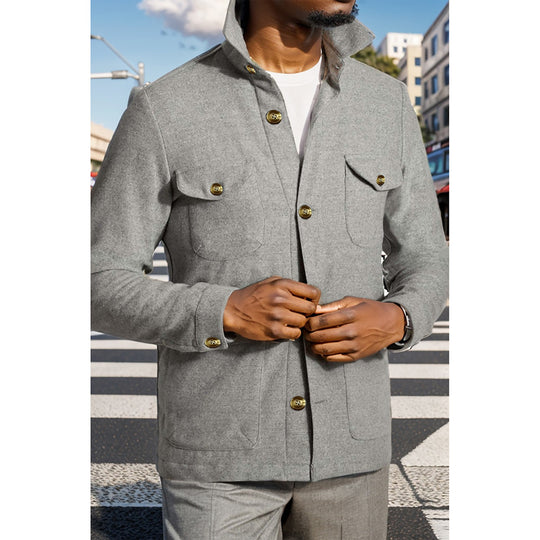 Herren modische Outdoor Jacke mit praktischen Taschen EB