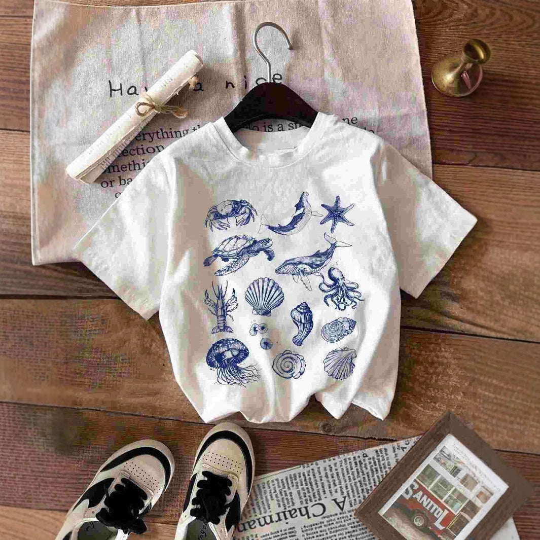 Damen T-Shirt mit maritimem Motiv und kreativer Grafik EB