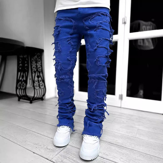 Damen Skinny Jeans mit fransigen Details EB