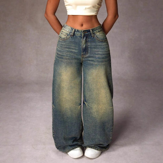 Damen Weite Bootcut-Jeans im lässigen Oversized-Schnitt EB