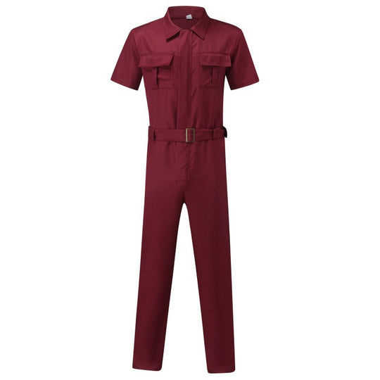 Herren nan Kurzarm-Arbeits-Overall mit Taillengürtel und Brusttaschen EB
