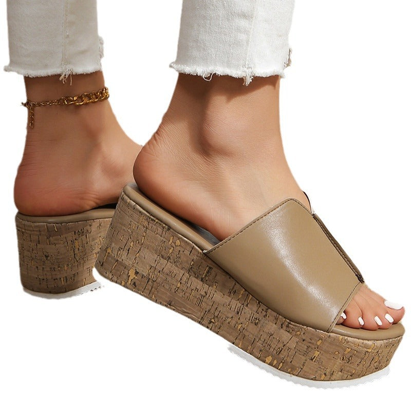 Damen Wedge-Pantoletten mit gekreuzten Riemen und Korksohle EB