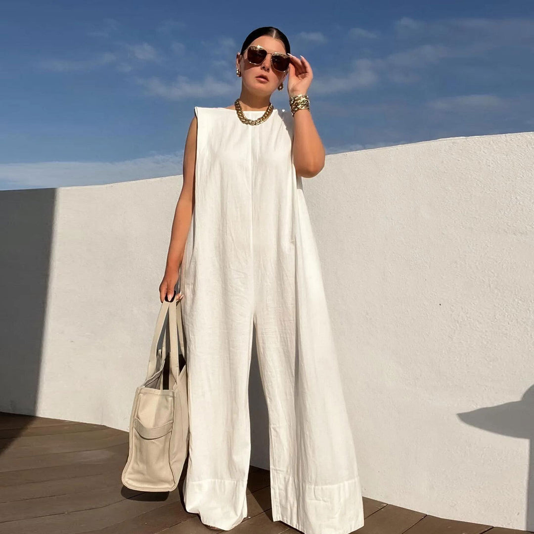 Damen Weit geschnittener Jumpsuit mit Kapuze und tiefer Taille EB