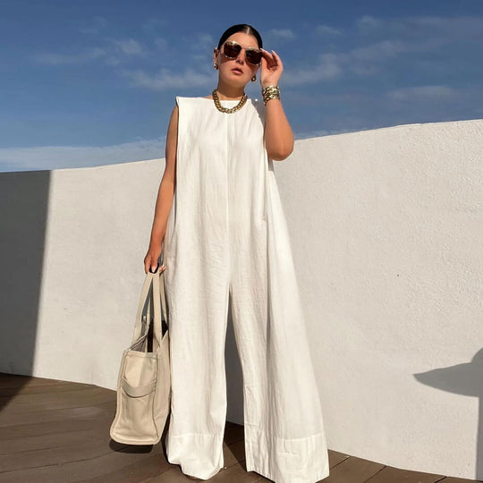 Damen Weit geschnittener Jumpsuit mit Kapuze und tiefer Taille EB