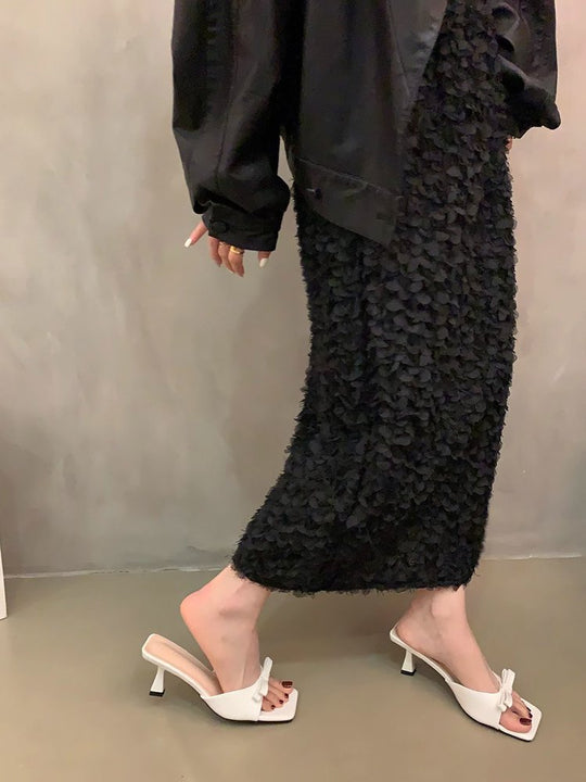 Damen elegante Sling-Pantoletten mit modischem Schleifenakzent EB