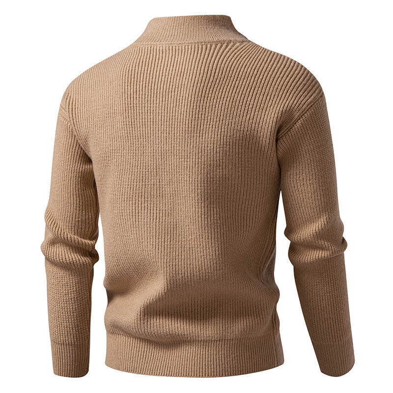 Herren modische Strickjacke mit Stehkragen und durchgehendem Reißverschluss EB