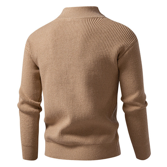 Herren modische Strickjacke mit Stehkragen und durchgehendem Reißverschluss EB
