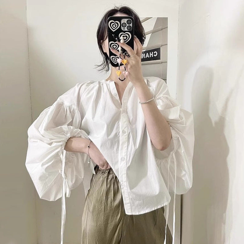 Damen Statement Puffärmel Bluse EB