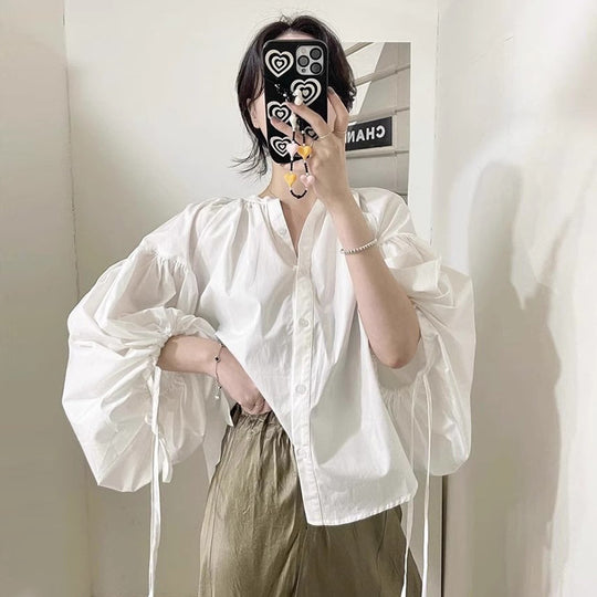 Damen Statement Puffärmel Bluse EB
