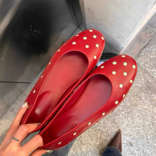 Damen Ballerinas mit luftiger Lochmusterung und trendigen Punkten EB