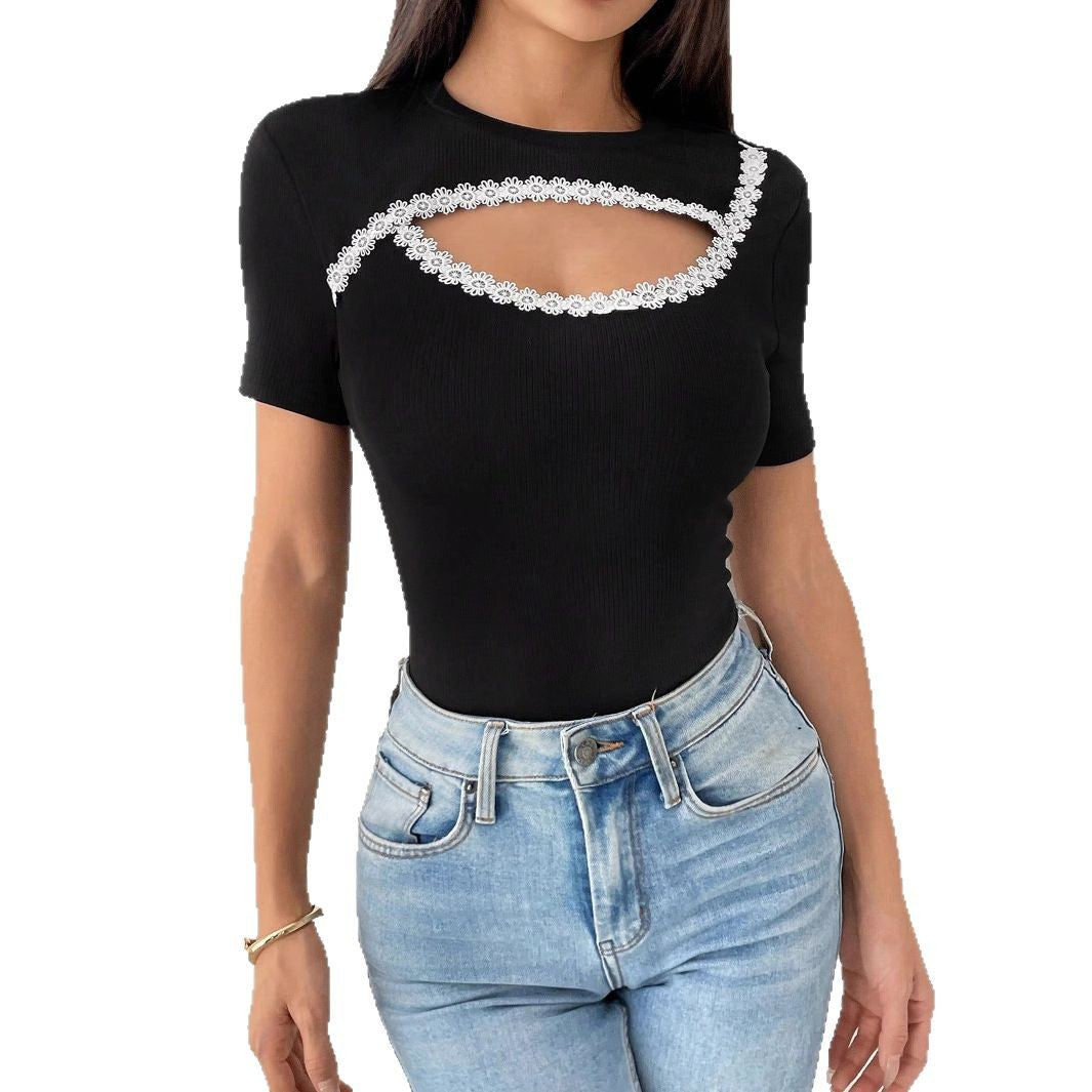 Damen Cut-Out Body mit floralen Details EB