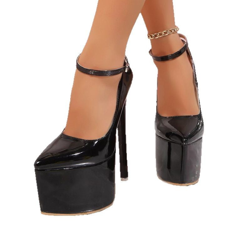 Damen High Heel Plateauschuhe mit stilvollem Riemen EB