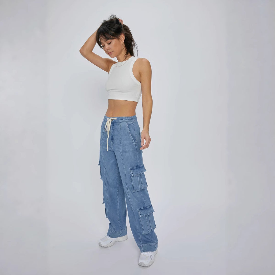 Damen Cargo-Jeans mit lockerer Passform und praktischen Seitentaschen EB