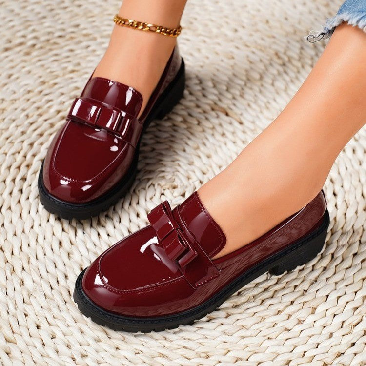Damen Modische Loafers mit dekorativem Schleifchen EB