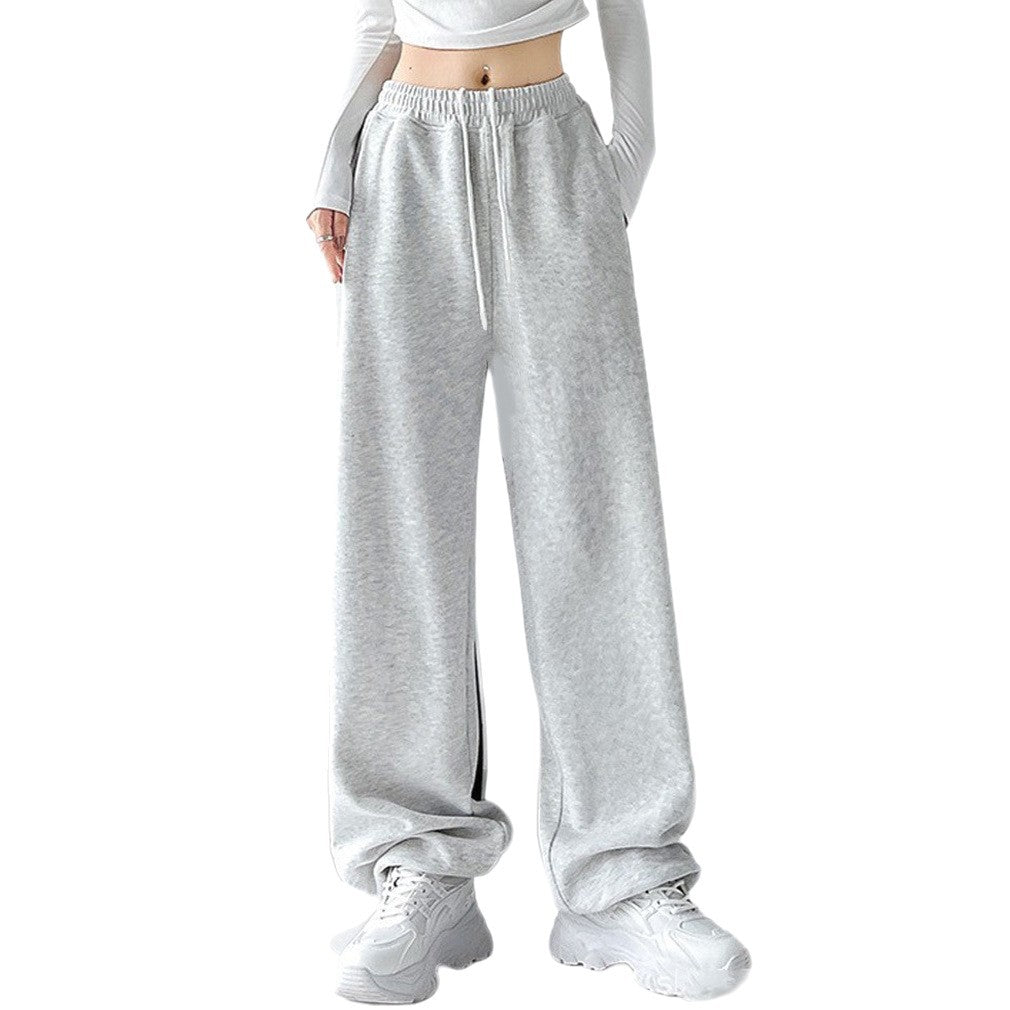 Damen nan extraweite Palazzo-Sweathose mit hohem Komfortbund, seitlichen Eingrifftaschen, Schlitz am Saum und Kordelzug EB