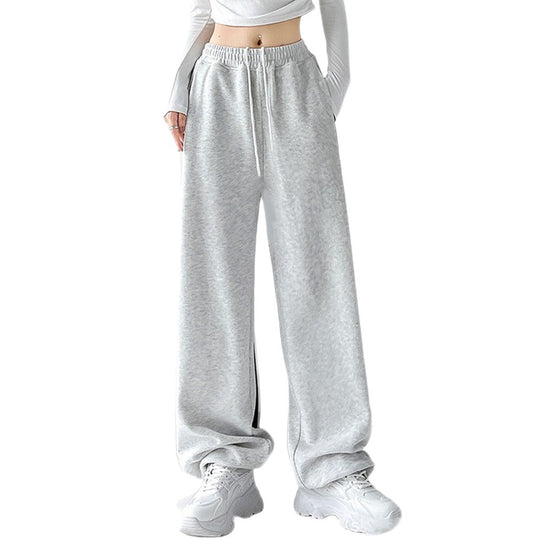 Damen nan extraweite Palazzo-Sweathose mit hohem Komfortbund, seitlichen Eingrifftaschen, Schlitz am Saum und Kordelzug EB