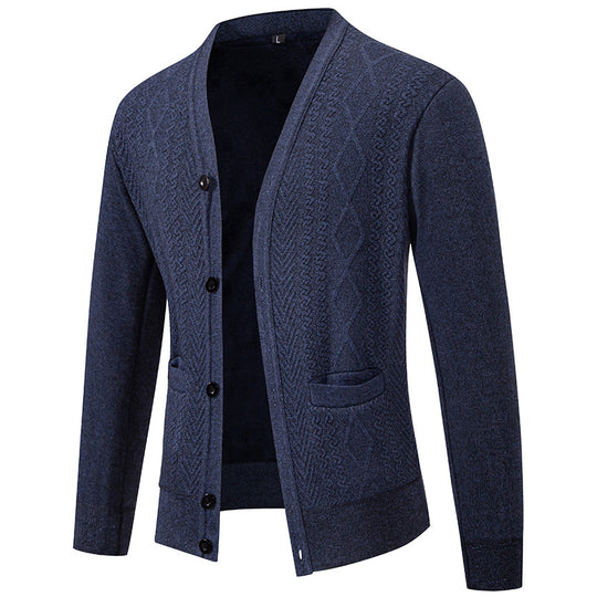 Herren Strickjacke mit strukturiertem Design und Knopfverschluss EB