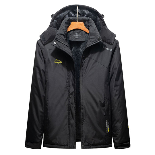 Herren Wasserabweisender Outdoorparka mit Teddyfutter, abnehmbarer Kapuze und Reißverschlusstaschen EB