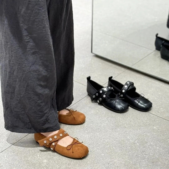 Damen Mokassins mit dekorativen Punkte und komfortablem Riemendesign EB
