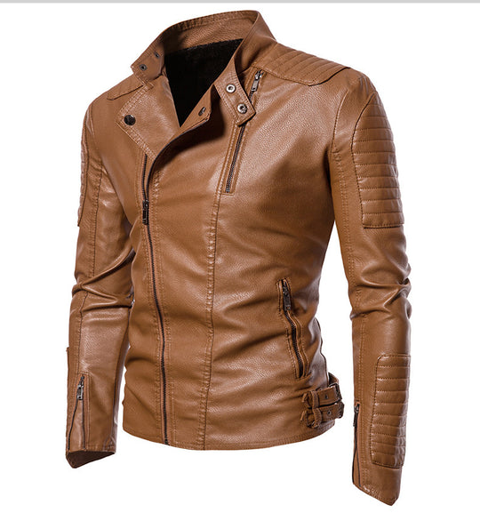 Herren Kunstleder‑Bikerjacke mit gesteppter Schulter‑ und Ärmelpartie EB