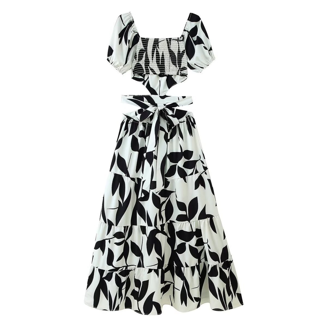 Damen Maxikleid mit floralem Cut-Out und Rüschendetails EB