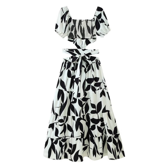 Damen Maxikleid mit floralem Cut-Out und Rüschendetails EB