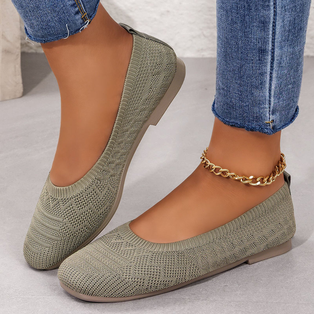 Damen Bequeme Ballerinas aus elastischem Strickmaterial mit flexibler Sohle EB