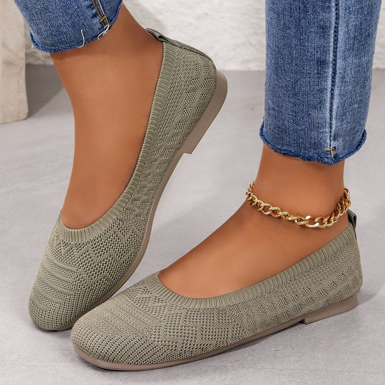 Damen Bequeme Ballerinas aus elastischem Strickmaterial mit flexibler Sohle EB