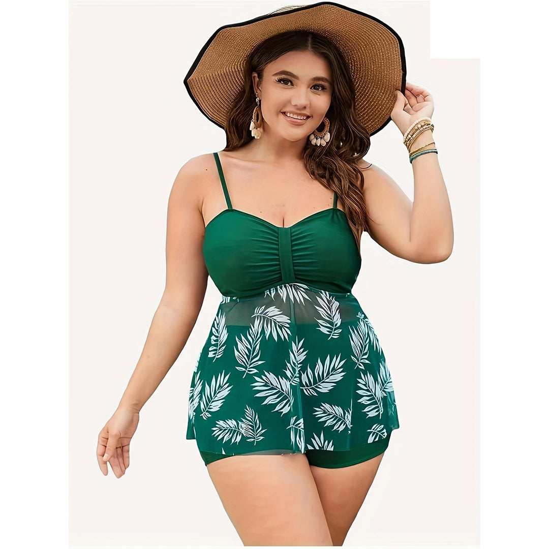 Damen Tankini-Oberteil mit fließendem Schnitt und floralem Design EB